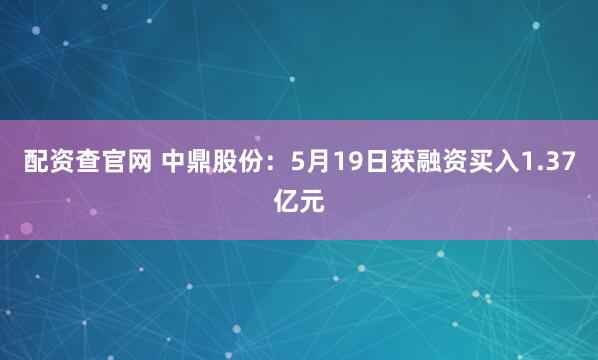 配资查官网 中鼎股份：5月19日获融资买入1.37亿元